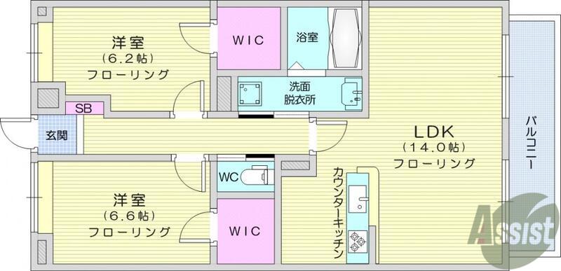 キャロット2(2LDK/2階)の間取り写真