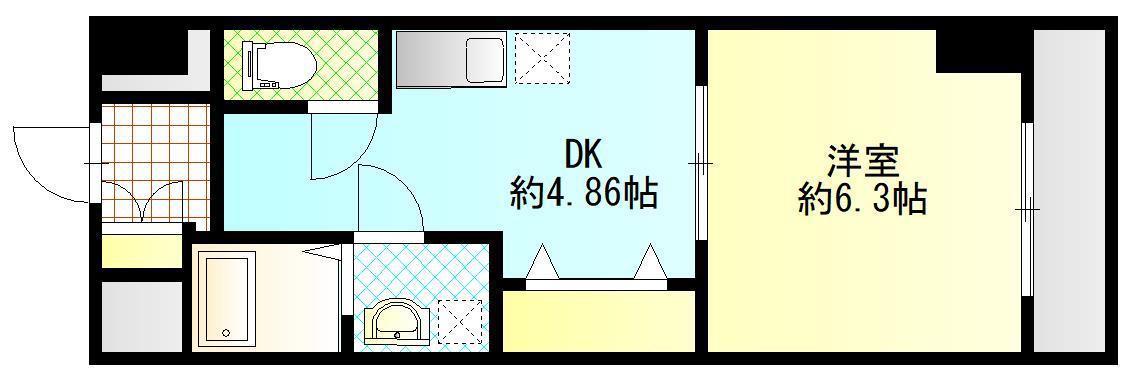 IMASAMORUGEN壱番館(1DK/5階)の間取り写真