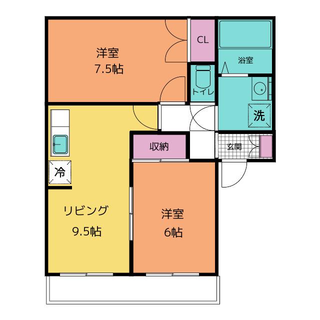 ミレニアムY・M(2LDK/2階)の間取り写真
