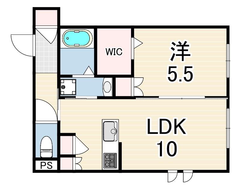 スクエア摩耶(1LDK/1階)の間取り写真
