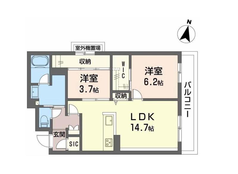 シャーメゾングラン南福岡(2LDK/2階)の間取り写真
