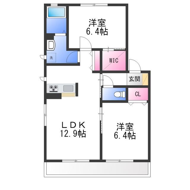ソレイユヴィラ(2LDK/1階)の間取り写真