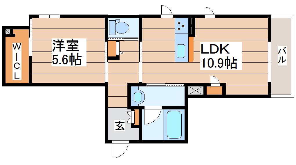 フロレゾン(1LDK/2階)の間取り写真