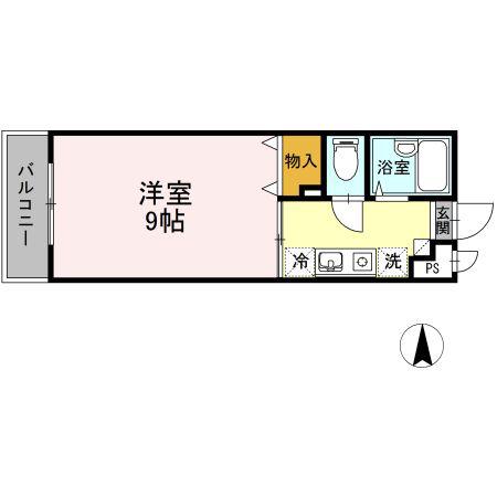 森ビル(1K/4階)の間取り写真