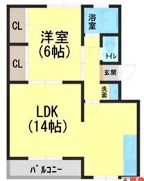 ときわコーポ1号館(1LDK/2階)の間取り写真