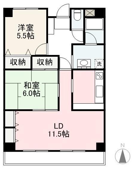ウッドネスト成合(2LDK/6階)の間取り写真