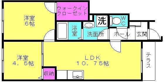 リヴィエール・スリジェ(2LDK/1階)の間取り写真