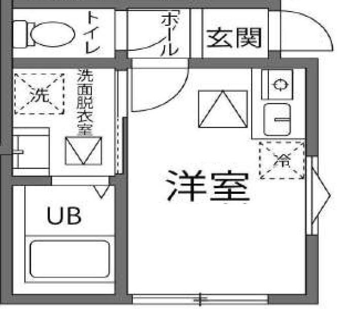 TERASU武蔵村山(ワンルーム/1階)の間取り写真