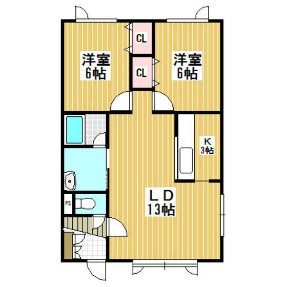 コーポプリムラ(2LDK/1階)の間取り写真