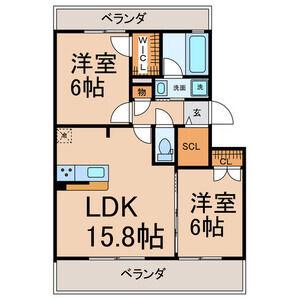 ソレイユ ルヴァン(2LDK/2階)の間取り写真