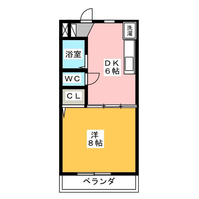 ロイヤルシティ豊田A(1DK/2階)の間取り写真