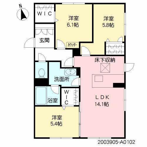 ベルセゾン(3LDK/2階)の間取り写真