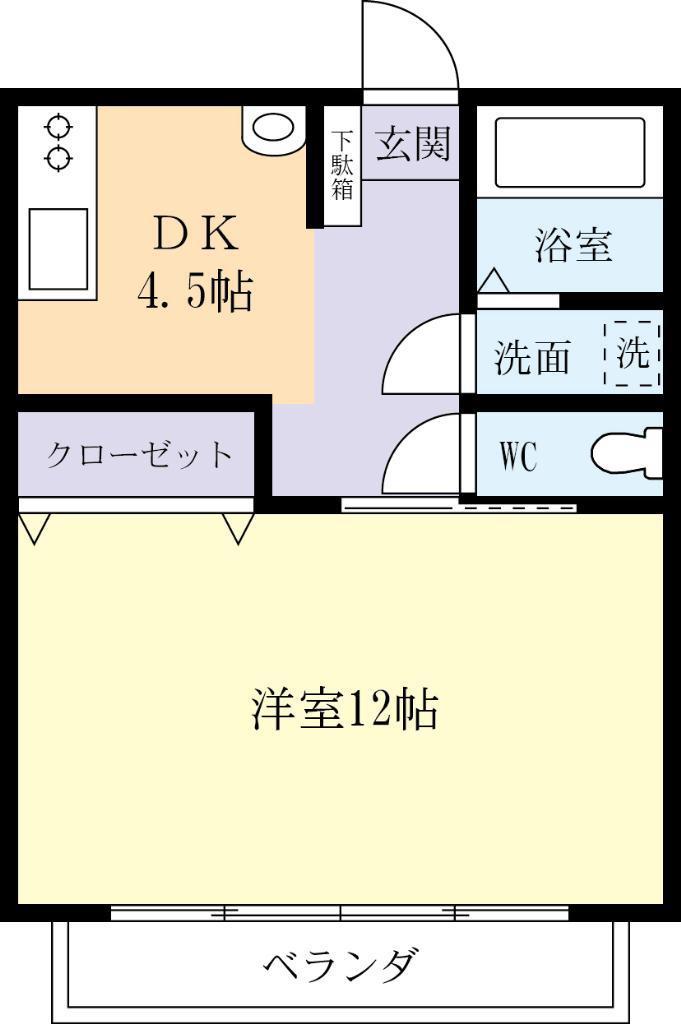 フラワーハイツ宮(1DK/1階)の間取り写真