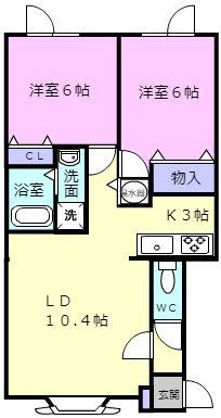 クリークウッドIII(2LDK/2階)の間取り写真