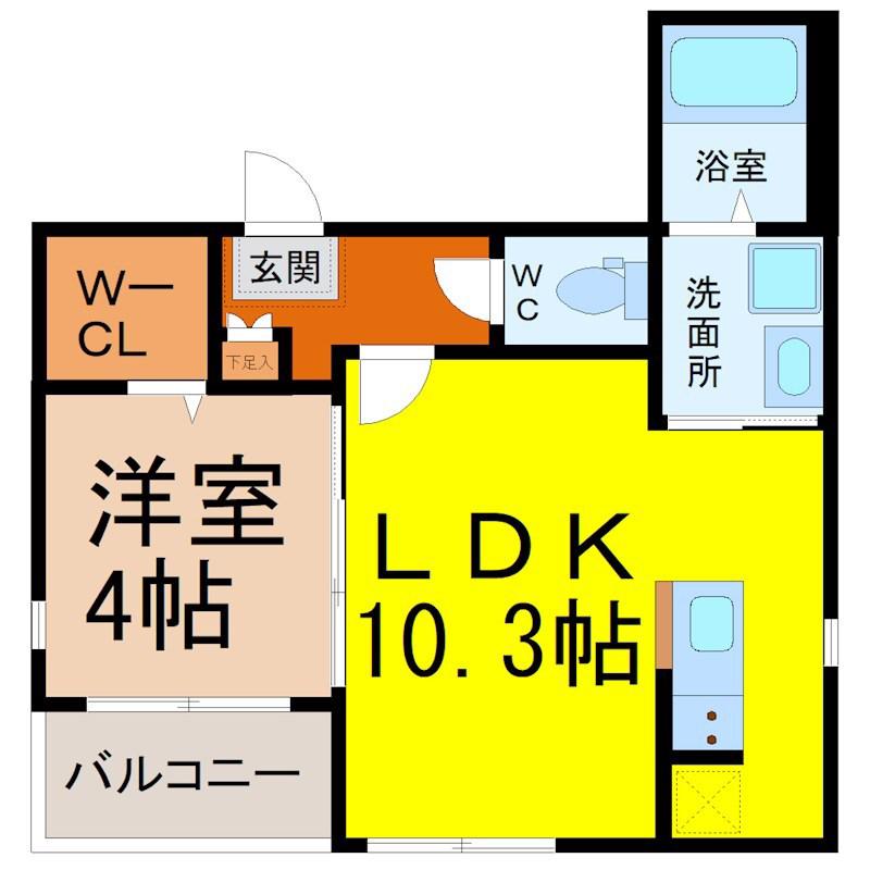 ハーモニーテラス野並&8554(1LDK/1階)の間取り写真