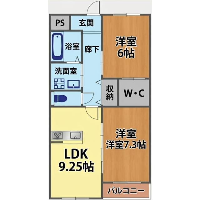 グランIII(2LDK/4階)の間取り写真