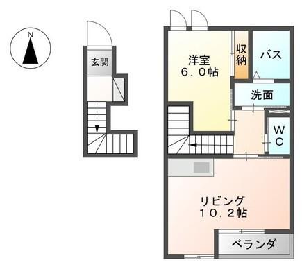 サンコート砂山(1LDK/2階)の間取り写真