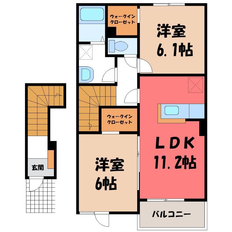 エレガンス I(2LDK/2階)の間取り写真