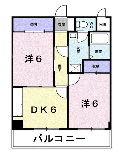 ガーデンヒルズ白糸(2DK/2階)の間取り写真