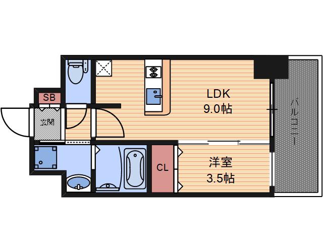プレサンス立売堀ベルヴィル(1LDK/11階)の間取り写真
