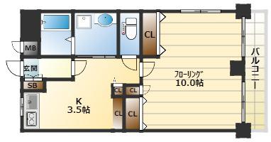 リボーン島田(1K/4階)の間取り写真