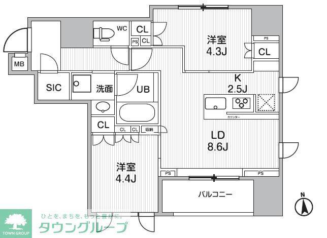 シーズンフラッツ新御徒町(2LDK/8階)の間取り写真