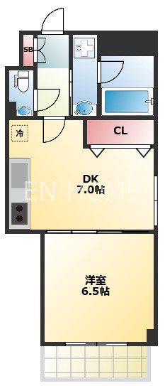 エルブ南船場(1DK/4階)の間取り写真