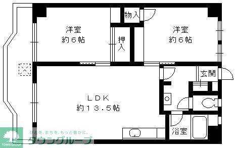 第一横尾ビル(2LDK/1階)の間取り写真