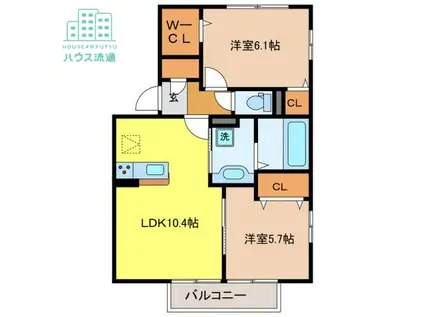 ラディアンス(2LDK/1階)の間取り写真