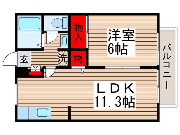 ハイツウエルスト-ン(1LDK/2階)の間取り写真
