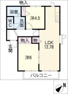 ディアス白樺A棟(2LDK/1階)の間取り写真