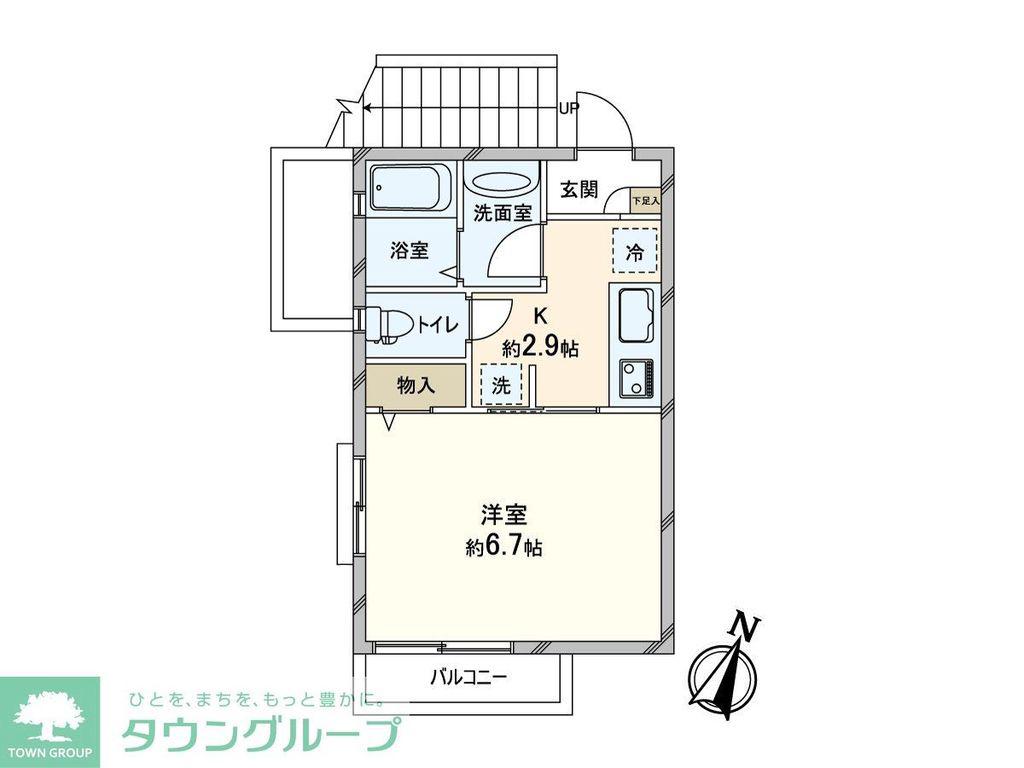 コキア成城(1K/2階)の間取り写真