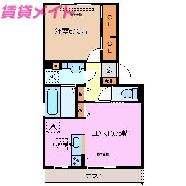 セジュール・マレ(1LDK/1階)の間取り写真