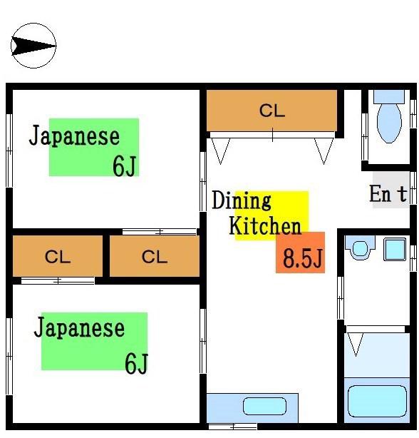 永岡荘(2DK/2階)の間取り写真