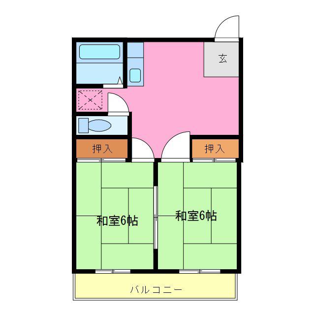 コーポDS(2DK/2階)の間取り写真