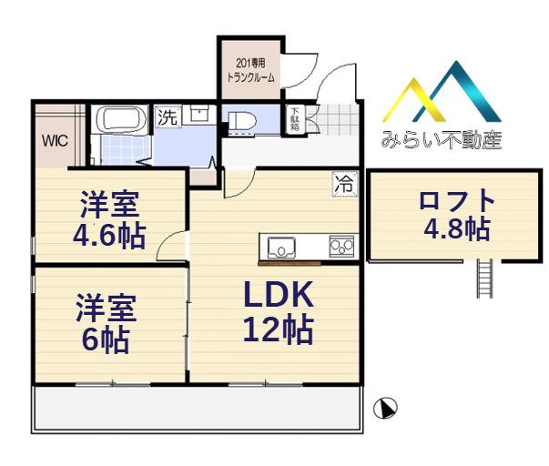 FENICE HAKURAKU(2LDK/2階)の間取り写真