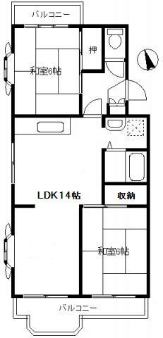 キングレジデンス浜竹(2LDK/3階)の間取り写真