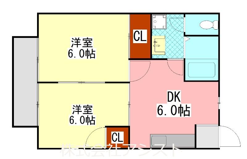 サンシャインハイツ(2DK/2階)の間取り写真