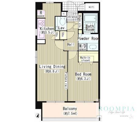 RUMAH 上用賀(1LDK/3階)の間取り写真