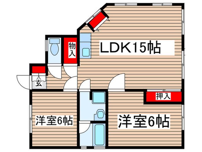 星コーポB棟(2LDK/2階)の間取り写真