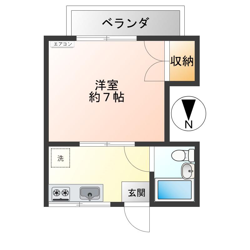 藤ハイツ(1K/2階)の間取り写真