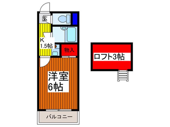 パークハイム元郷(1K/2階)の間取り写真