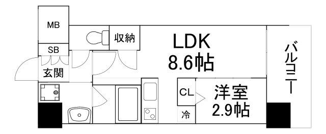 コンフォリア・リヴ京橋(1LDK/3階)の間取り写真