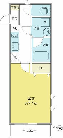 ベネフィス西新(1K/2階)の間取り写真