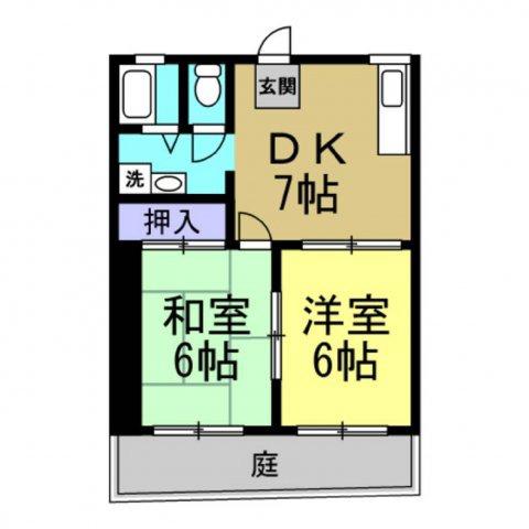 サンライズ花園 C棟(2DK/2階)の間取り写真