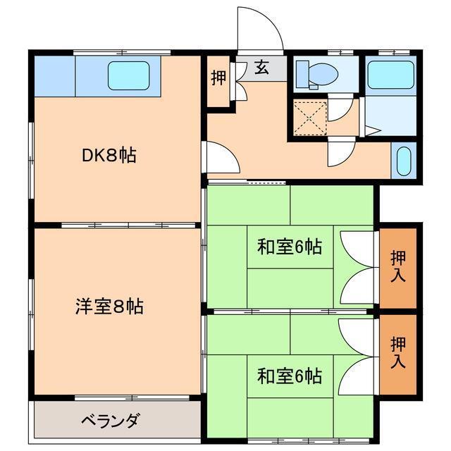 メゾン シェリールII(3DK/2階)の間取り写真