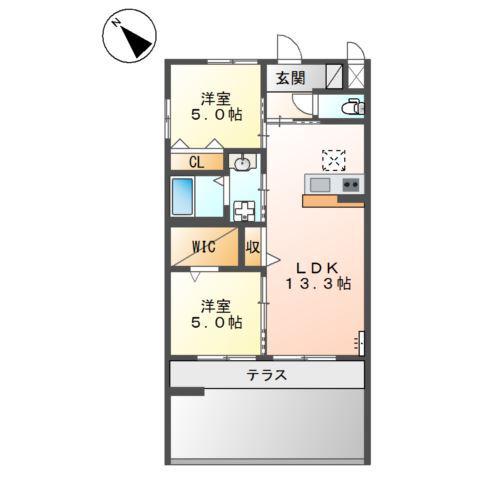 泉大津市千原町アパート(2LDK/1階)の間取り写真