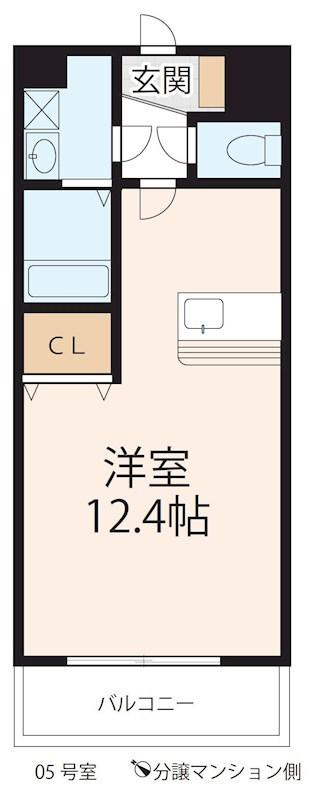 ベーネ南草津(1K/5階)の間取り写真