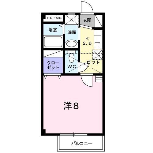 メゾン上の原(1K/1階)の間取り写真