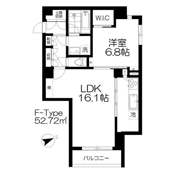  吉祥寺・オリーブの庭 西棟(1LDK/2階)の間取り写真